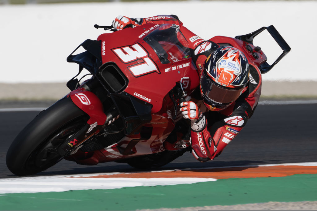 Augusto Fernandez of Spain and GasGas Factory Racing Tech3 during the MotoGP Test in Valencia on November 28, 2023 in Valencia, Spain. (Photo by