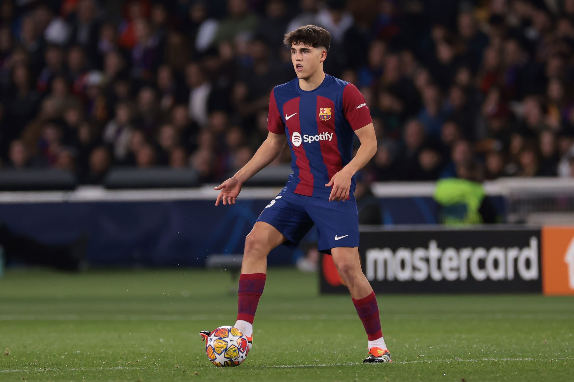 BARCELONA, SPAIN - MARCH 12: Pau Cubarsi of FC Barcelona during the UEFA Champions League 2023/24 round of 16 second leg match between FC Barcelona and SSC Napoli at Estadi Olimpic Lluis Companys on March 12, 2024 in Barcelona, Spain. (Photo by Jonathan Moscrop/Getty Images) (Photo by Jonathan Moscrop/Getty Images)