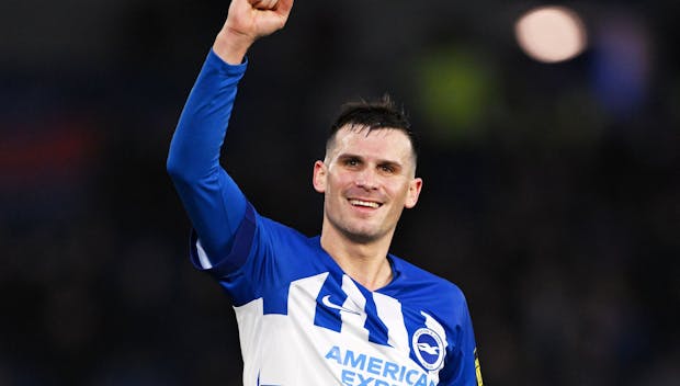 BRIGHTON, ENGLAND - FEBRUARY 03: Pascal Gross of Brighton & Hove Albion celebrates following the team's victory in the Premier League match between Brighton & Hove Albion and Crystal Palace at American Express Community Stadium on February 03, 2024 in Brighton, England. (Photo by Mike Hewitt/Getty Images)