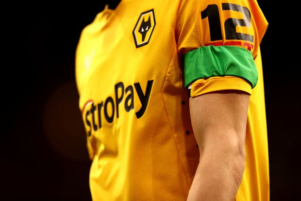 Wolves player wearing arm band in support of green football weekend (Naomi Baker/Getty Images)