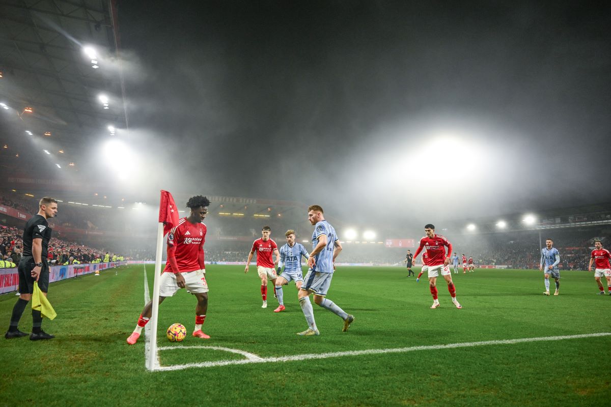 NOTTINGHAM, ENGLAND - DECEMBER 26: A general view of action during the Premier League match between Nottingham Forest FC and Tottenham Hotspur FC at City Ground on December 26, 2024 in Nottingham, England. (Photo by Michael Regan/Getty Images)