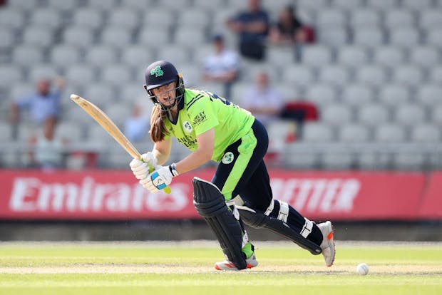 Shauna Kavanagh of Ireland Women bats during the Women's Twenty20 tour match against Lancashire Women and Ireland Women (Photo by Jan Kruger/Getty Images)