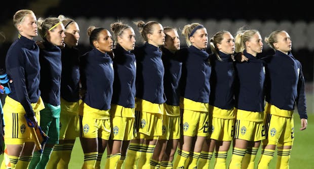 The Sweden team ahead of the international friendly match against Scotland (Photo by Ian MacNicol/Getty Images)