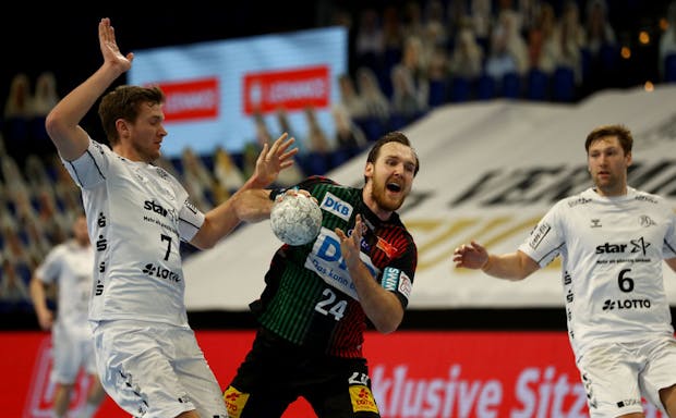 Action from the HBL match between   THW Kiel and SC Magdeburg in Kiel. (Photo by Martin Rose/Getty Images)