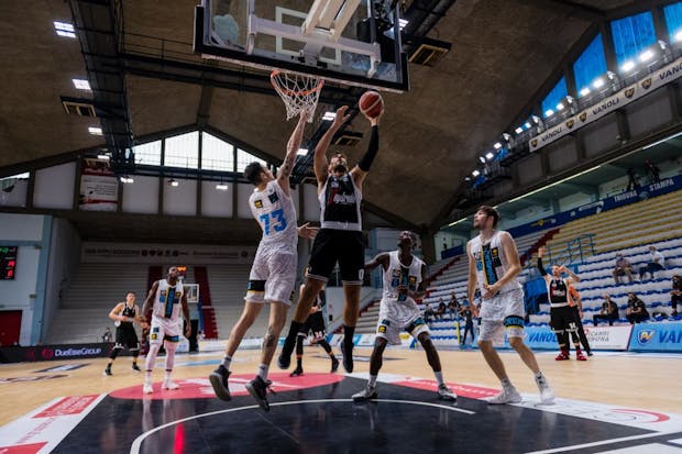 Virtus Segafredo Bologna in action during Italian Supercup match against Vanoli Cremona (Photo by Marco Mantovani/Getty Images)