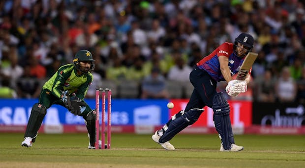 Action from the third T20 match between England and Pakistan at Old Trafford. (Photo by Gareth Copley/Getty Images)