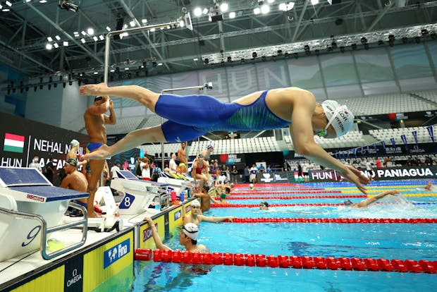 Swimmers train ahead of Budapest 2022 FINA World Championships at the Duna Arena (Photo by Dean Mouhtaropoulos/Getty Images)