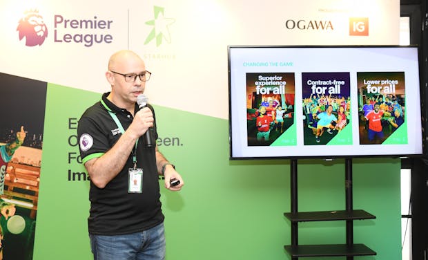 StarHub's Johan Buse at the telco's EPL pricing and product launch in Singapore, June 2022. (Image: StarHub)