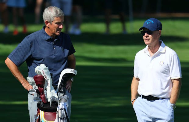 PGA Tour commissioner Jay Monahan (left) and DP World Tour chief executive Keith Pelley (Credit: Getty Images)