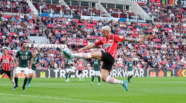 Philipp Max of PSV during the Eredivisie match against NEC Nijmegen (Photo by Photo Prestige/Soccrates/Getty Images)