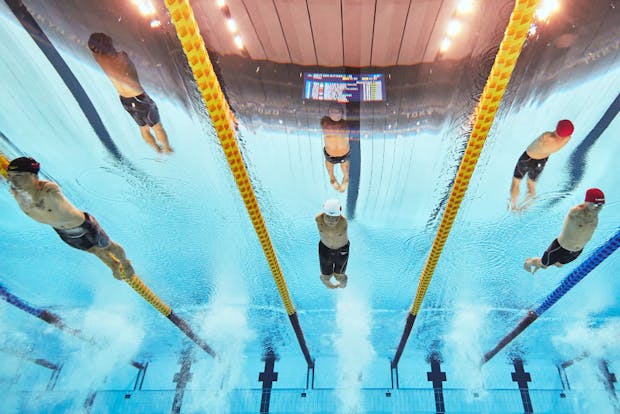 Action from men's 50m butterfly - S5 final at Tokyo 2020 Paralympic Games (by Adam Pretty/Getty Images)