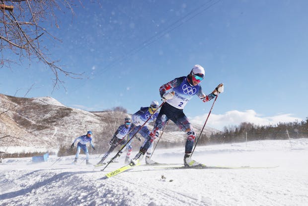 Therese Johaug of Team Norway on her way to victory during the Women's Cross-Country Skiing 30k Mass Start Free at the Beijing 2022 Winter Olympics (by Maddie Meyer/Getty Images)