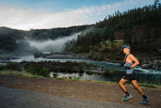 A runner competes during the UTMB World Series Canyons Endurance Runs on April 23, 2022 in Auburn, California (by Kyle Rivas/Getty Images for UTMB World Series)