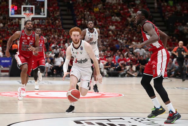 Niccolo' Mannion of Virtus Segafredo Bologna in action during the LBA Lega Basket Serie A Playoffs Final Game Six match (Photo by Giuseppe Cottini/Getty Images)