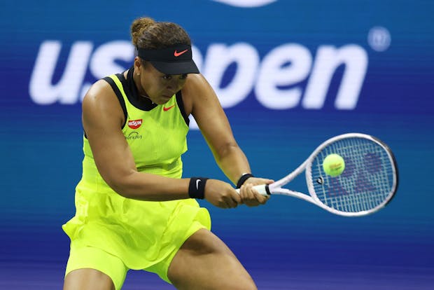 Naomi Osaka of Japan in action during 2021 US Open (Photo by Elsa/Getty Images)