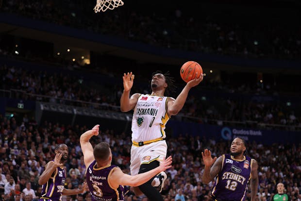 Action from 2022 NBL Grand Final series between the Sydney Kings and Tasmania JackJumpers. (Photo by Matt King/Getty Images)