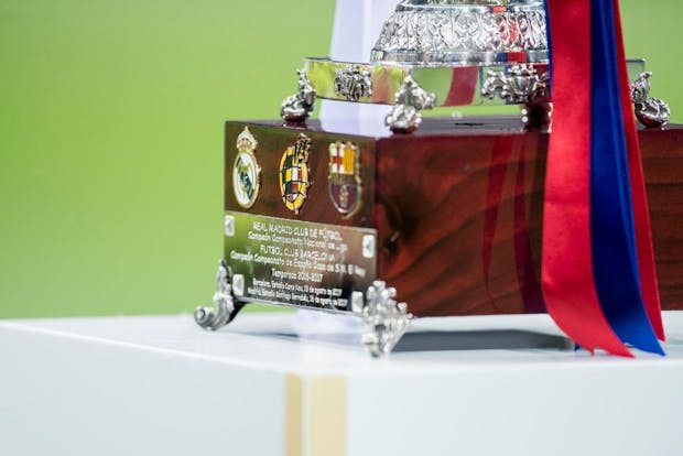 The base of the Supercopa de Espana trophy seen prior to 2017 final between Real Madrid and FC Barcelona (Photo by Power Sport Images/Getty Images)
