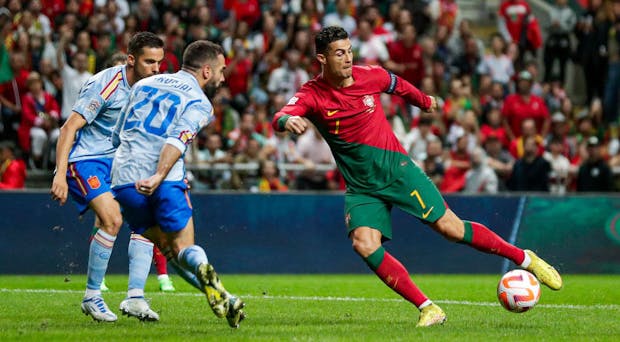 Cristiano Ronaldo of Portugal during the Uefa Nations league match against Spain (Photo by David S. Bustamante/Soccrates/Getty Images)