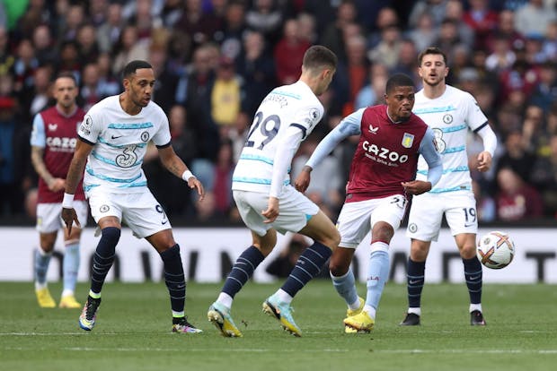 Leon Bailey of Aston Villa during the Premier League match against Chelsea (Photo by James Williamson - AMA/Getty Images)