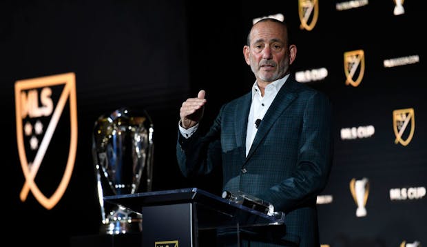 Don Garber the MLS Commissioner speaks during the 2022 MLS Cup Media Day in Los Angeles, California. (Getty Images)