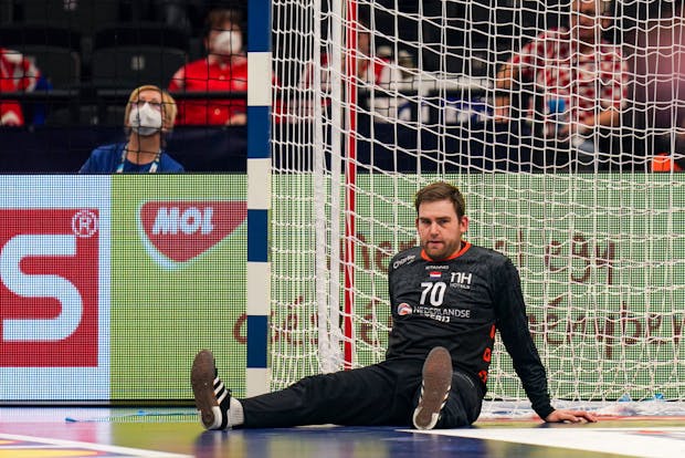 Thijs van Leeuwen of Netherlands during Men's EHF Euro 2022 in Budapest, Hungary (Photo by Henk Seppen/BSR Agency/Getty Images)