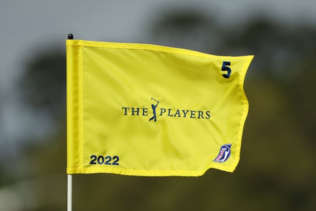 Flag on show during 2022 Players Championship at the Stadium Course at TPC Sawgrass in Florida (Photo by Patrick Smith/Getty Images)