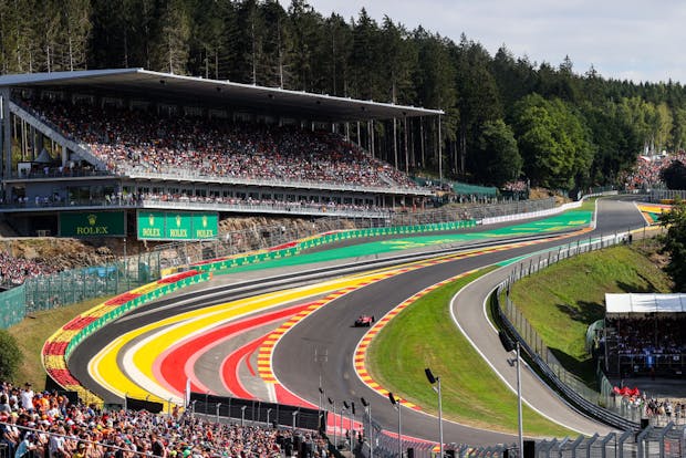 Carlos Sainz of Ferrari during the 2022 Belgian Grand Prix at Circuit de Spa-Francorchamps (by Peter J Fox/Getty Images)