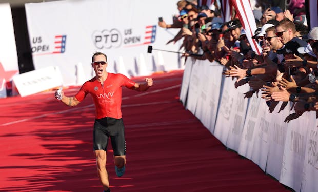 American triathlete Collin Chartier wins the 2022 PTO US Open in Dallas (Image: PTO)