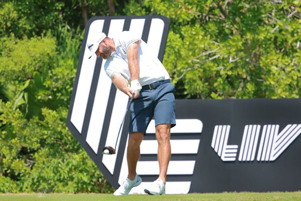 Dustin Johnson of 4Aces GC during day three of the LIV Golf Invitational in Mexico (Getty Images)