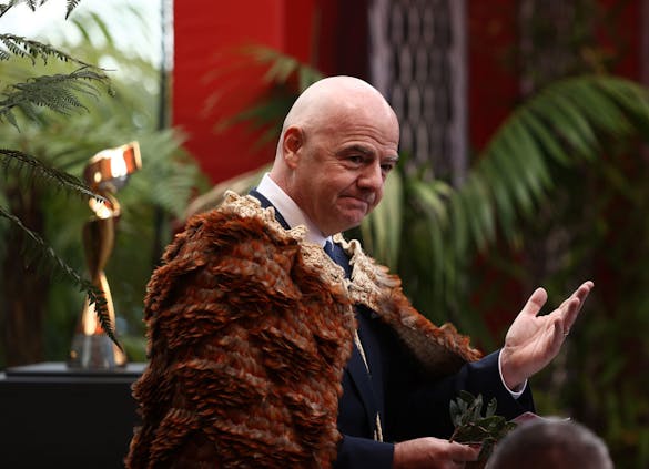Fifa president Gianni Infantino pictured next to the Women's World Cup trophy. (Robert Cianflone/Getty Images)