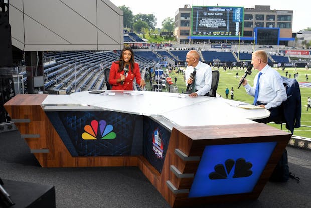 NBC Sports' NFL studio crew at the 2022 Pro Hall of Fame Game (Getty Images)