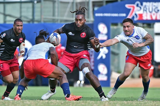 MEMPHIS, TENNESSEE - OCTOBER 09: Matai Leuta of the Locals during the Premier Rugby Sevens Inaugural Championship game. (Photo by Justin Ford/Getty Images)