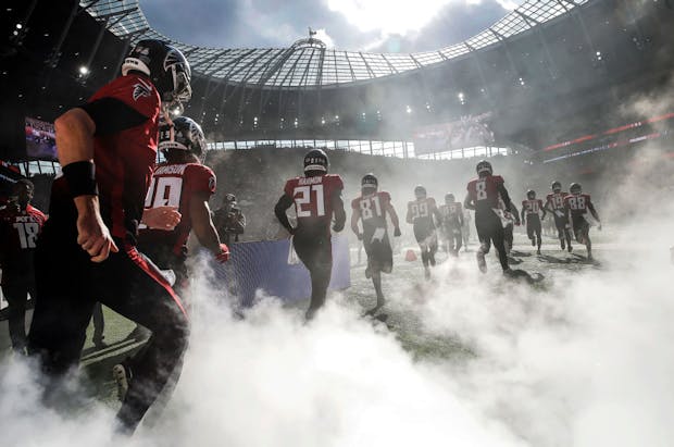 2021 NFL regular season match between New York Jets & Atlanta Falcons at Tottenham Hotspur Stadium in London, England (Photo by Tom Jenkins/Getty Images)