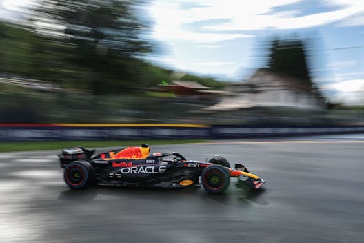SPA, BELGIUM - JULY 29: Max Verstappen of the Netherlands driving the (1) Oracle Red Bull Racing RB19 during the Sprint Shootout/Sprint ahead of the F1 Grand Prix of Belgium at Circuit de Spa-Francorchamps on July 29, 2023 in Spa, Belgium. (Photo by