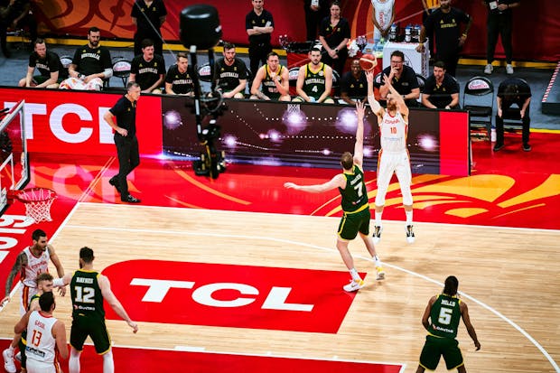 TCL branding on-court during the Fiba World Cup 2019. (Image credit: TCL)