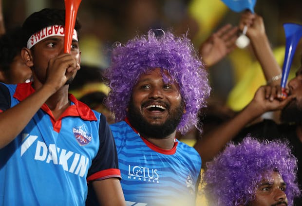 Delhi Capital fans at ACA-VDCA Stadium in Visakhapatnam, India. (Photo by Robert Cianflone/Getty Images)