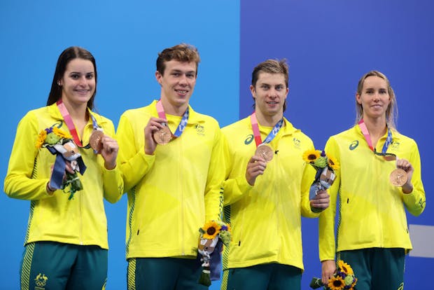 From left to right: Kaylee McKeown, Zac Stubblety-Cook, Matthew Temple and Emma McKeon. (Photo by Clive Rose/Getty Images)