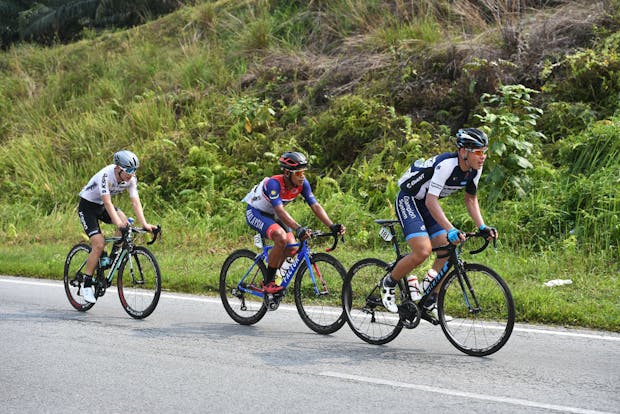 Chinese cyclist Hang Shi competing in Le Tour de Langkawi in Malaysia. (Photo by Robertus Pudyanto/Getty Images)