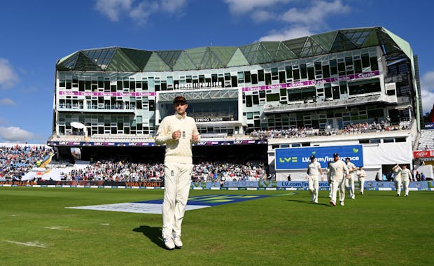 Yorkshire CCC and England batsman Joe Root standing in front of the Carnegie Pavilion at Headingley Stadium. (Photo by Gareth Copley/Getty Images)