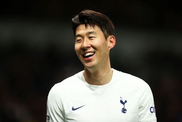Son Heung-min looks on during the Premier League match between Tottenham Hotspur and Brentford at Tottenham Hotspur Stadium. (Photo by Clive Rose/Getty Images)
