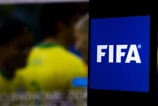 A Fifa logo seen displayed on a smartphone (Photo Illustration by Rafael Henrique/SOPA Images/LightRocket via Getty Images)