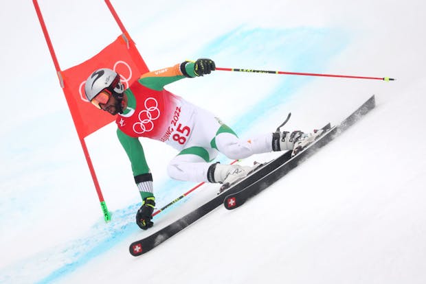Indian skier Arif Mohd Khan in action at the Beijing 2022 Winter Olympics. (Photo by Sean M. Haffey/Getty Images)
