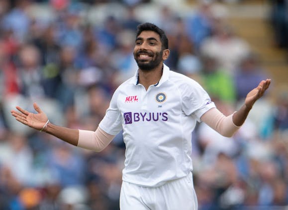 India bowler Jasprit Bumrah in action at Edgbaston. (Photo by Visionhaus/Getty Images)