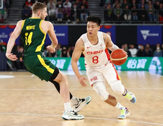 Rui Zhao in action during the Fiba World Cup Asian Qualifier match between China and Australia in Melbourne. Photo by Graham Denholm/Getty Images).