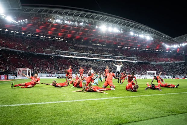 Action from the 2022 Super Cup at the Red Bull Arena in Leipzig. (Photo by Marvin Ibo Guengoer - GES Sportfoto/Getty Images)