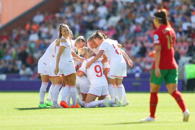 Action from the Uefa Women's Euro 2021 match between Switzerland and Portugal. (Photo by James Gill - Danehouse/Getty Images)