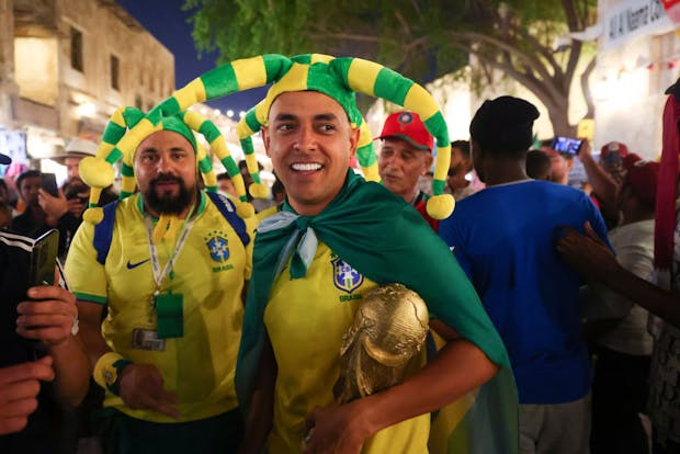 Brazil fans in Doha ahead of the 2022 Fifa World Cup (by Marc Atkins/Getty Images)