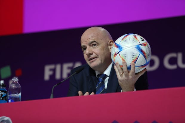 Fifa president, Gianni Infantino, speaks during a press conference ahead of the 2022 World Cup kick-off (by Maryam Majd ATPImages/Getty images)