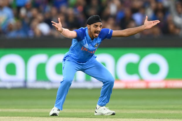 Arshdeep Singh of India in action during the ICC Men's T20 World Cup in Australia (Photo by Quinn Rooney/Getty Images)
