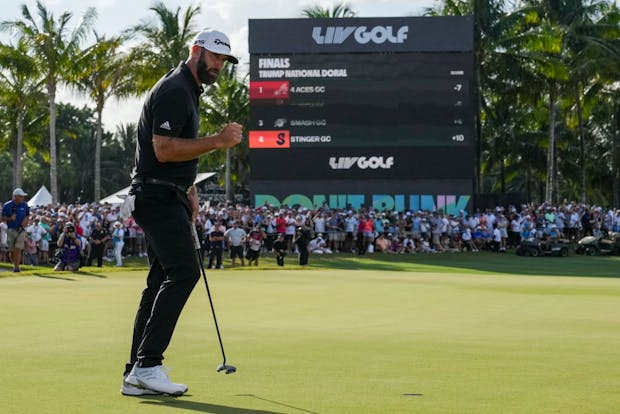 Dustin Johnson during the team championship stroke-play round of the LIV Golf Invitational in Miami in 2022 (Getty Images)